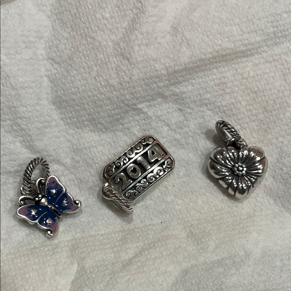 Brighton Silver Charm Set with Butterfly, Heart, and 2014 Designs